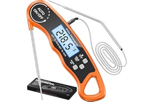 CIRYCASE Termometro Cucina Lettura Rapida, Doppia Sonda 102cm Termometri per Alimenti Digitale, Termometro Barbecue con Luce & Calibrazione, Magnete dvd Grill, Manzo, BBQ, Latte, Dolci, Sound, Cottura