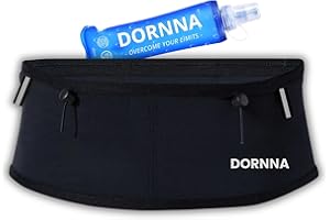 Dornna Skinny W1 - Ceinture Running + Flasque 250ml - Hydratation Course - Ceinture de Courseavec Porte dossard et Porte bâton pour Trail Running (L-XL)