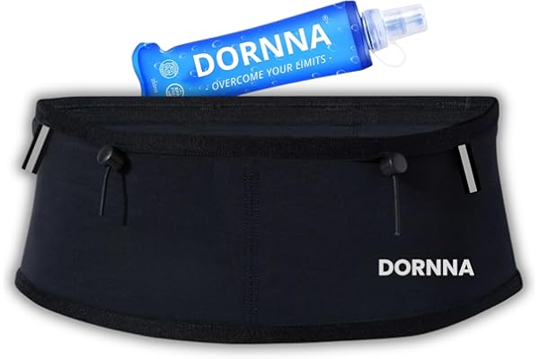 Dornna Skinny W1 - Ceinture Running + Flasque 250ml - Hydratation Course - Ceinture de Course avec Porte dossard et Porte bâton pour Trail Running