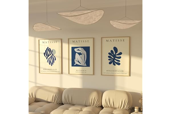 ZoeyAustin® Poster Set 3x Affiches Double Face | Sans Cadre | Tableau Décoration Murale | Affiche Murale Moderne pour Salon, Chambre, Bureau | Poster Mural Art (30cm x 42cm, Matisse Blue)