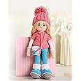 Bonfino Premium Miss Bella Crochet Doll | Cute Knitted Cotton Doll for Babies | Soft Toy Doll with Purse for Boys & Girls | Best Birthday Gift for Kids | Height 27 cm | Pink & Blue