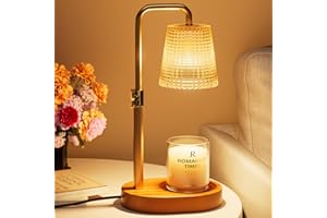 muyeziwo Candle Warmer Lamp with Timer Dimmable - Height Adjustable Candle Warmer for Jar Candles - Birthday Gifts for Women Mom - House Warming Gifts New Home Decor (Walnut Base Amber Shade)