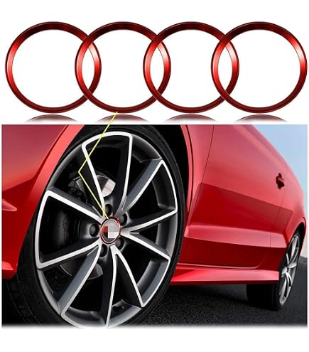 Audi 4M8071006A Dynamic Hub Caps (Pack of 4) Black/Silver 20.6 x