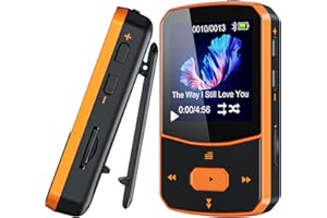PINHUI Reproductor MP3 Bluetooth 5.3 de 64GB,Mini-Diseño Deportivo con Clip con Pantalla a Color TFT de 1,5 Pulgadas,con botón de Volumen Independiente, Radio FM, podómetro,mp3 con Radio,mp3 Running