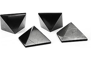 Karelian Heritage Shungite Stones Pyramids 2 inches (5 cm) | 3+1 Wholesale Set of Black Solid Stone Shungite Pyramids | Home Office Room Protection | Meditation, Chakra Balancing, Grounding S042