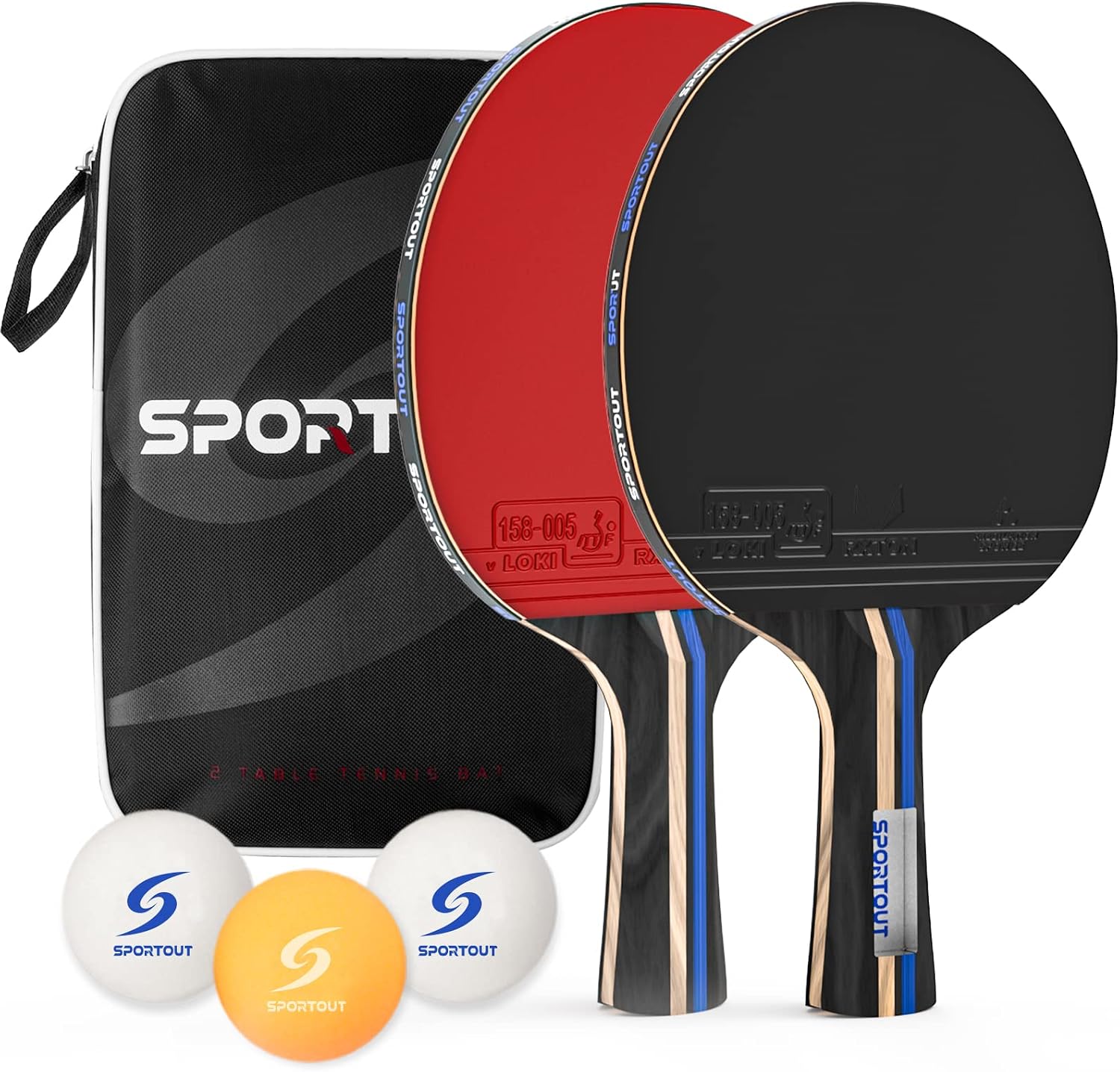 Juego de Raquetas de Tenis de Mesa,con Estuche de Transporte(Beginner Play)