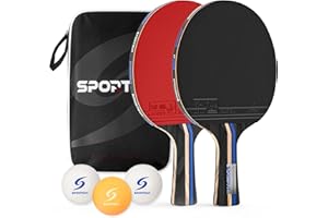 SPORTOUT Raquette de Ping-Pong, 2 Raquette de Tennis de Table + 3 Balles +1 Sac