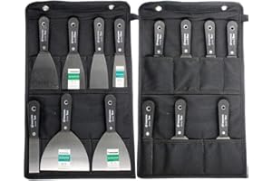 YWYHHM 7 Piece Stainless Steel Wallpaper Scraper and Paint Tool Set With Filling Knives, Spackle Drywall Joint Filler, Putty Knife for Plastering Walls - Includes Tool Bag, Hand Tools Gifts for Men