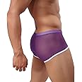 Drelaar Men's Comfortable Silky Underwear Trunks Sexy Translucent Boxer Shorts
