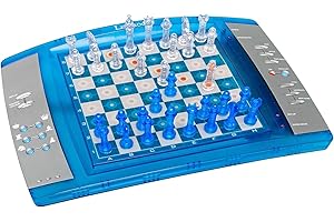 Lexibook, ChessLight, Juego de ajedrez electrónico táctil, Teclado Sensible y Efectos de luz y Sonido, 32 Piezas, 64 Niveles de dificultad, batería, Azul/Gris, LCG3000