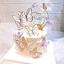 Set di decorazioni per torte con una farfalla 1 grande topper per