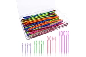 TSHAOUN 100 Pezzi Aghi per Cucire a Mano 4 Taglie Ago da Cucire in Plastica Ago per Occhi Grandi Ago da Maglia per Cucire, Maglieria, Creazione Fai Da Te, 5.5cm / 7cm / 9cm / 15cm (Colore Casuale)