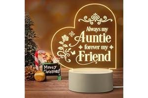 ELEQUAINT Christmas Birthday Gifts for Auntie, Auntie Gifts from Niece Nephew, Unique Christmas Birthday Present for Auntie, Personalised USB Powered Night Light, Best Auntie Gifts for Christmas Mothers Day