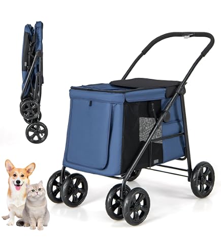 Carrello Per Cani PAWHUT Passeggino Cani Pieghevole 3 Ruote Con Freno E Cestino 143550845 - 7