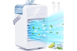 JERVAMNI Condizionatore D'aria Portatile con 8H Timer, Climatizzatore Portatile per Casa/Ufficio, Aria Condizionata Portatile con 5 Velocità, LED display, 7 Luci Colorate, Oscillazione Automatica