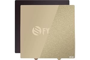 Toaiot Imprimante 3D Ender 5 Plus Double Face Amovible Flexible (revêtement en Poudre doré + PEI Lisse) 377x370 mm/14,8x14,5 Pouces Plaque de Construction magnétique PEI Lit en tôle+Fond avec adhésif