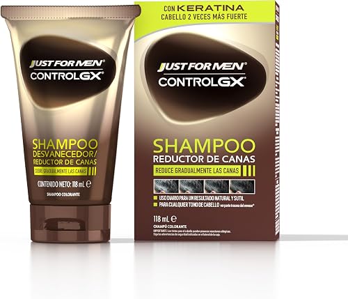 Just For Men Control GX Champú Reductor Canas Hombre, con Keratina, 118ml | Reduce canas gradualmente con cada uso, para todo