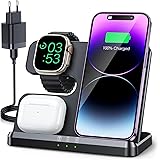 JARGOU Caricatore Wireless 3 in 1 Compatibile con iPhone 15 14 13 12 11 Pro Max/Mini/XR/8, Stazione di Ricarica Wireless per 