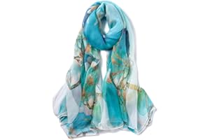 STORY OF SHANGHAI Women's Mulberry Flower Print Large Silk Shawl Scarf Wraps 68 * 43 Inches
