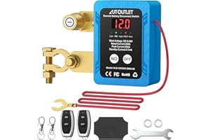 AUTOUTLET Stacca Batteria per Auto DC 6V-30V 240A, Sezionatore Auto Remoto Senza Fili con Telecomando e Chiave Inglese per Camion Barca RV Roulotte,Display LCD e Spegnimento Automatico