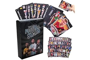 Rppiup Fußball-Star-Karten, 55 Stück, Goldfolien-Champions Premier League, Sammler-Fußballkarten, Goldener Baller und Euro-Fußballkarten 2025 für Fans, Sammler, Kinder und Erwachsene (schwarz)