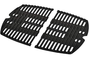 ONLY FIRE Onlyfire Rejillas de Cocción de Hierro Fundido para Weber Q1000 Series, Q1200, Q1400 Parrilla de Gas -Weber 7644 Accesorio de Barbacoa - Juego de 2