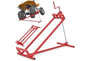 RELAX4LIFE Rasentraktorheber, Hebervorrichtung für Aufsitzmäher, Rasenmäherheber bis 400 kg Stufenlos Verstellbar, Reinigungshilfe für Rasentraktor bis 45° Neigung (Rot)