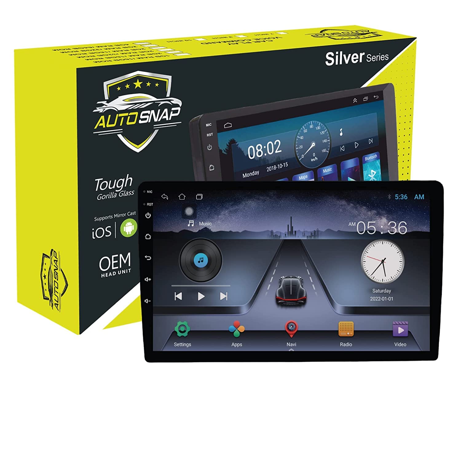 Auto Snap 9 Touch Screen Double Din Player Android 12 Gorilla Glass IPS Display Car Stereo 2GB Ram/16GB ROM with Navigation/Mirror Link Steering Wheel Control