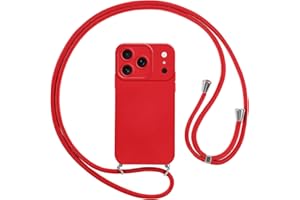 Vauki Handykette für iPhone 17 pro max Hülle mit Band, HandyHülle mit Kordel, Weich Silikon TPU Stoßfest Bumper mit Kette zum Umhängen für iPhone 17 pro max 6.9", Lanyard - Rot