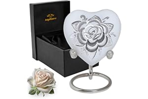 ANGELFOREVER Rosenherz-Urne mit Ständer und Box, Andenken-Urne für die menschliche Asche, Ehren Sie Ihren geliebten Menschen mit Mini-Urnen, Mini-Urne für Männer und Frauen, kleine Urnen, Beerdigung,