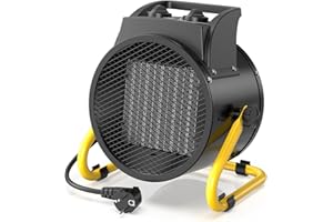 DAHTEC Chauffage Soufflant 3000W - Chauffe Rapide & Économie d'Énergie - Industriel Radiateur électrique - Angle Réglable & Thermostat - Idéal pour la Maison, Atelier et la Chantier