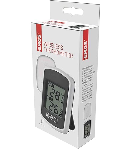 EMOS Digitale kamerthermometer en hygrometer met klok om neer te zetten/ ophangen/magneethouder - LCD-display met weergave van minimum- en maximumwaarden, datum, wekker - incl. batterij - wit
