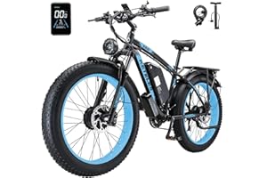 Kinsella KETELES K800 dual motor 26-inch fat tire mountain electric bike 48V 23AH battery, 4 color options, 21 speeds, color display,Hydraulic brakes, UK Warehouse