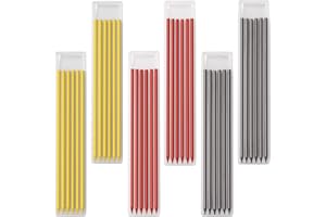 KETTION 36 Stück 2,8 mm Bleistiftminen, Tischler Bleistift Ersatzminen, Solide Tieflochmarker Konstruktion Bleistift Ersatz, Bleistift Ersatzminen für Architekt Zeichnen (Mehrfarbig)