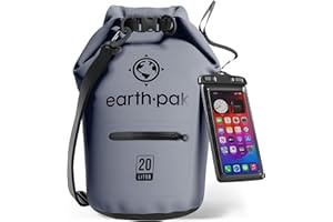 Earth Pak – Wasserdichter Packsack mit Schultergurt und wasserfester Handyhülle – Ideale Rolltop Tasche beim Kajak Fahren, Wandern, Camping, Angeln, Bootfahren und Rafting