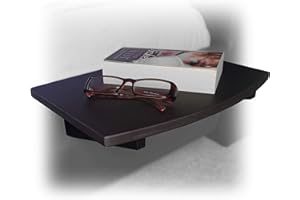 Woodquail Bamboo Clip on Hanging Shelf, Small Bedside Table (Clips 21mm, Black)