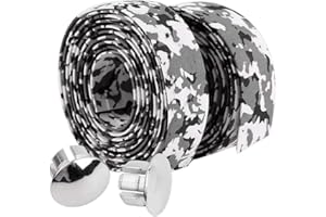 Tyenaza Cinta Colorida para Manillar de Bicicleta, Antideslizante, Piezas de Bicicleta de Carretera, Correa de Manillar de Carreras, 2 Tapones de Barra(Blanco + Negro)