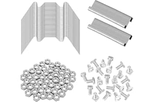 AUXSOUL 200 Pcs Greenhouse Glass Clips 100 Stainless Steel Glazing Clips W and Z Wire Clips 100 Nuts and Bolts Pane Fixing Clips Parts Garden Supplies
