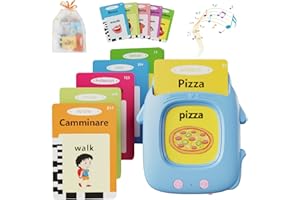 Carte Flash Parlanti, Electight Gioco Educativo per Bambini 3-7 Anni, Macchina di Carte con 224 Parole, Apprendimento Lingua, Gioco per Autismo, Regalo di Compleanno, Blu
