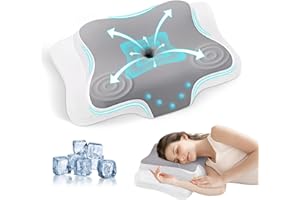 JINXIA Cervical Contour Memory Foam Pillow,Ergonomic Orthopedic Neck Support Pillow for Side,Back, Stomach Sleepers