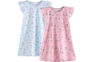 BANGSAUR Nachthemden Mädche, Schlafhemden aus Baumwolle, für Mädchen von 3–10 Jahren