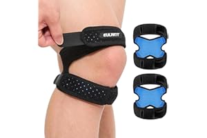 EULANT Sangle de Maintien pour Tendons Rotuliens, Genouillère avec Silicone Absorbant les Chocs,Double Réglage Protege Bande Genoux pour Sport, 1 paire