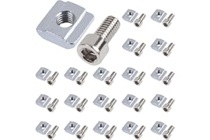 Yeepeo Juego de 20 tuercas M6, serie 2020 M5, ranura en T tipo B, acero al carbono, ranura en T y tornillo hexagonal interior, juego de conectores para ranura de extrusión de perfil de aluminio