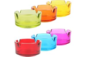 com-four® 6X posacenere in Vetro Piccolo - posacenere in Vetro Trasparente per Sigarette - posacenere per Uso privato e ristorazione [la Selezione Varia] (06 Pezzi - Ø 7 cm colorato)