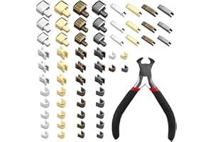 ONRYSXN Zip Repair kit, 60Pcs Insertion Pin Zipper Bottom with Zip Install Pliers Tool 4 Colours 3 Sizes Universal Zip Stopper Ends Metal Zipper Head Sliders Retainer for Sewing Clothes DIY Craft