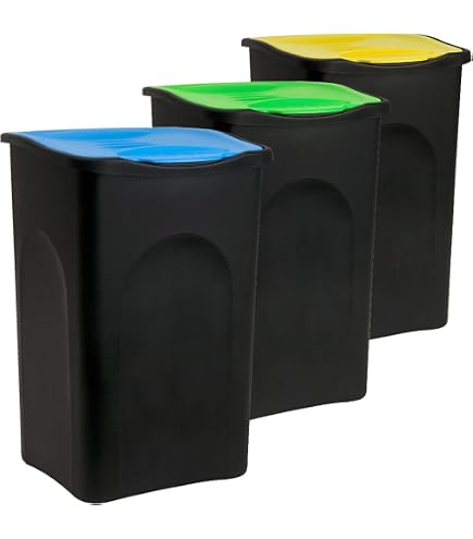 TATAY Poubelle De Tri Recyclage 49L - Couvercle Basculant Sans Contact - Pour Sacs 30-50L - Plastique Sans BPA, Blanc - Fabriqué En Espagne
