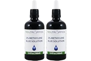 2x Alta concentración 2% Solución de azul de metileno - 100 ml | Ultraalta pureza | USP Ingredientes de calidad farmacéutica - Probado por terceros | sin formaldehído | Conjunto de dos | Heiltropfen®