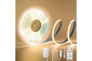 ‎PAUTIX PAUTIX COB LED Streifen 3M Warmweiss 2700K,480LEDs/M 24V Dimmbar LED Strip lights Set mit RF Fernbedienung und Netzteil,Flexibel CRI93+ Hell Unterbauleuchte für Home DIY Dekoration,TimerFunktion