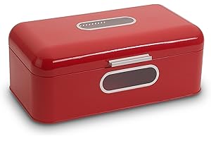 ECHTWERK Panera, panera Retro de Metal con Ventana, panera con Tapa, panera, Grande, Rojo, 42, 5 x 23, 8 x 17 cm