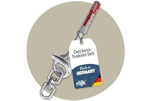riijk Deckenhaken für Hängesessel Aufhängung als Boxsack Halterung, Schaukelhaken + Dreh-Wirbel + Dübel, Schraubhaken Betondecke, Hakenschrauben